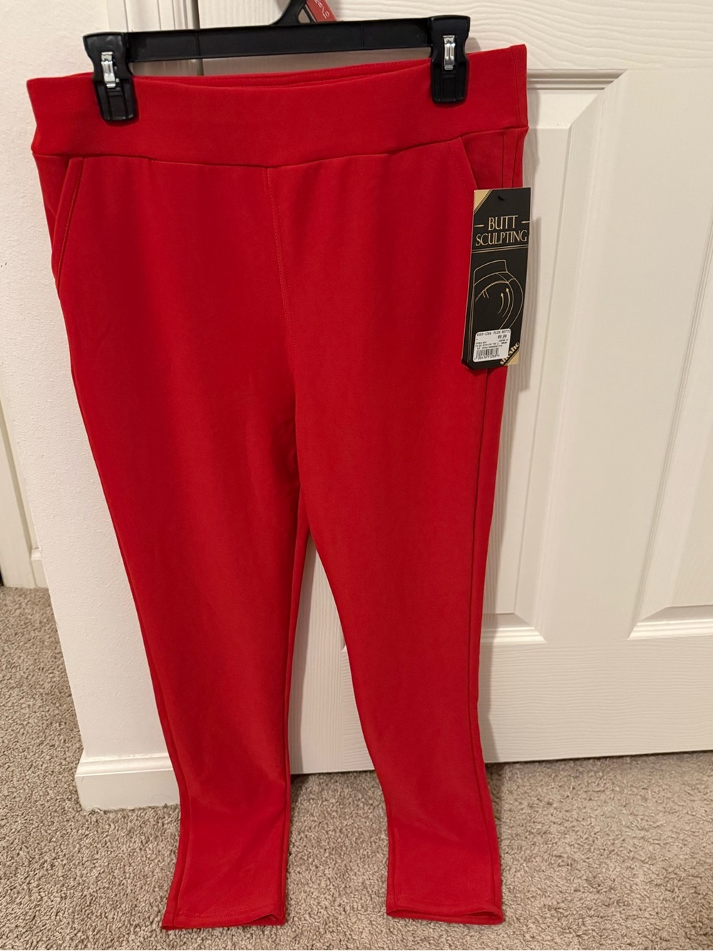 High-Waist Butt Sculpting Leggings - Red